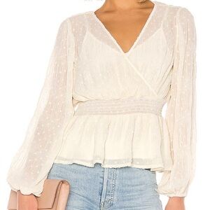 Line and dot revolve Kate Chiffon Overlay Top in Ivory blouse size large nwt
